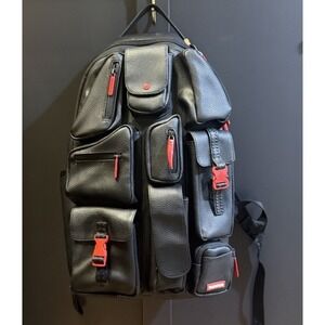 Limited Edition Sprayground Airfreight DLX Black Backpack Multi Pocket Stash HTF